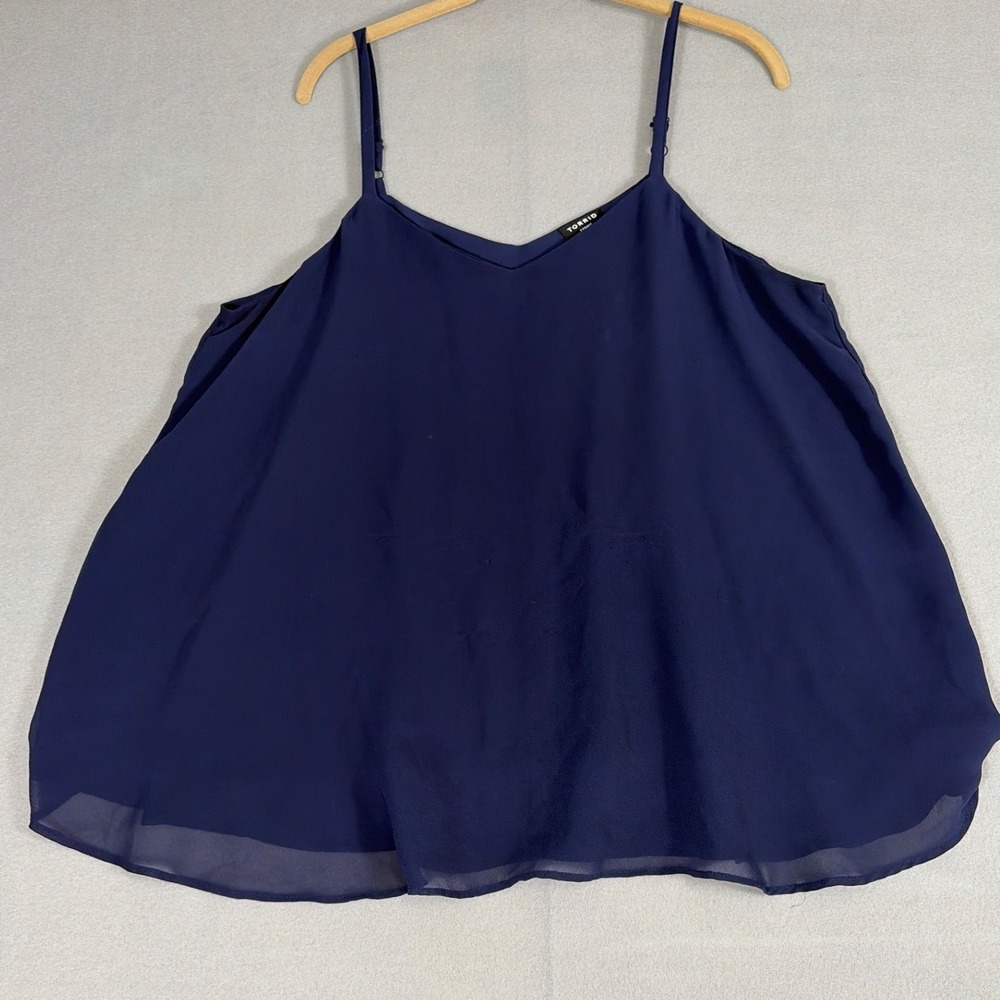 V-Neck Cami Tank Top Torrid Sophie Navy Blue Chiffon Double Layer Size 0